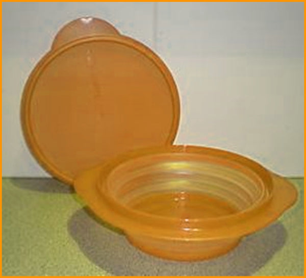 TUPPERWARE FLATOUT RARE RECTANGLE EXPANDABLE FLEX BOWL W/ SEAL 3.5-c ORANGE