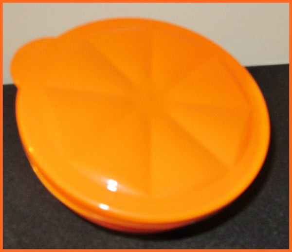 TUPPERWARE TANGERINE ORANGE Shaped Refrigerator Locker 2 PIECE Novelty Keeper