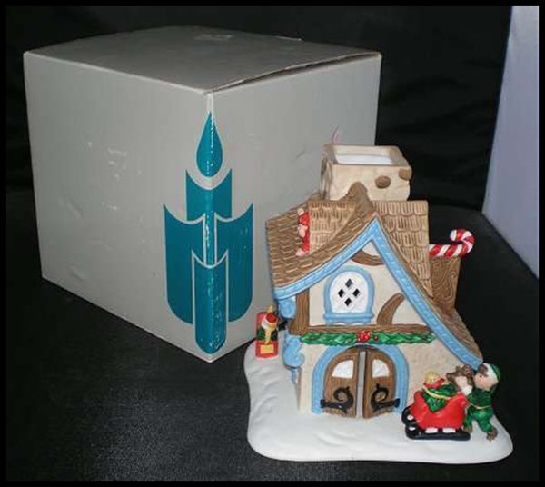 PartyLite GLAZED CERAMIC POTTERY CANDLE SHOP TEALIGHT CANDLE HOUSE HOLDER NIB