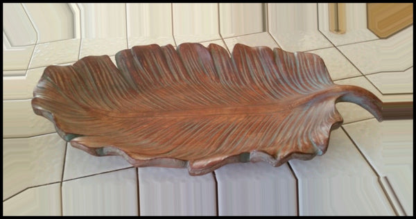 PartyLite SCULPTED LEAF PILLAR GARDEN TRAY LONG CANDLE HOLDER PLATTER NIB - Plastic Glass and Wax ~ PGW