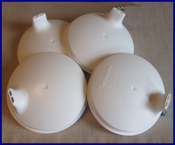 Tupperware Domed Sipper Seals Set of 4 in White for Bell, Straight Sided, & other Tumblers