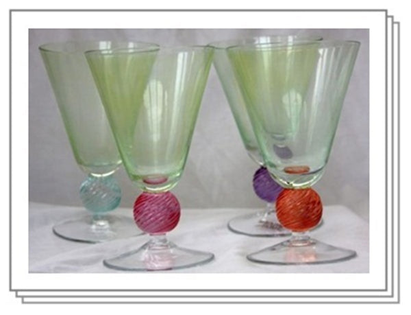 SOUTHERN LIVING AT HOME SHORT TANGO COLORED GLASS STEMWARE SET / 4 8-oz ea