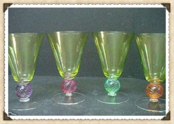 SOUTHERN LIVING AT HOME SHORT TANGO COLORED GLASS STEMWARE SET / 4 8-oz ea
