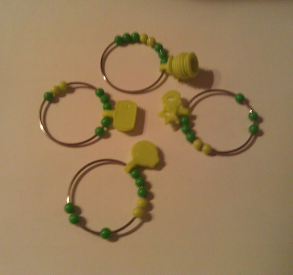 Tupperware Set of 8 Charms Wine / Stemmed Glass Drink Markers Wintergreen & Margarita