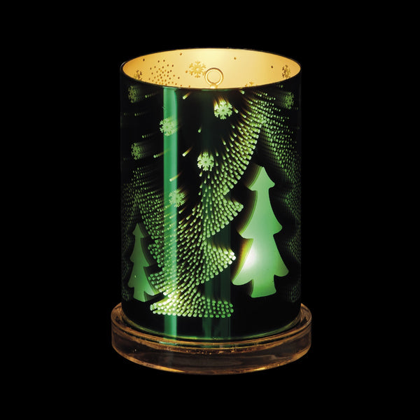 PARTYLITE ILLUSIONS CHRISTMAS TREE HURRICANE CANDLE HOLDER SLEEVE W/ TEALIGHT TREE NIB