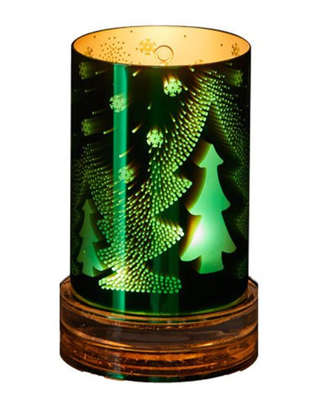 PARTYLITE ILLUSIONS CHRISTMAS TREE HURRICANE CANDLE HOLDER SLEEVE W/ TEALIGHT TREE NIB