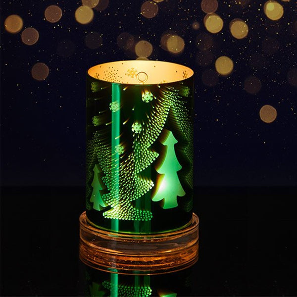 PARTYLITE ILLUSIONS CHRISTMAS TREE HURRICANE CANDLE HOLDER SLEEVE W/ TEALIGHT TREE NIB