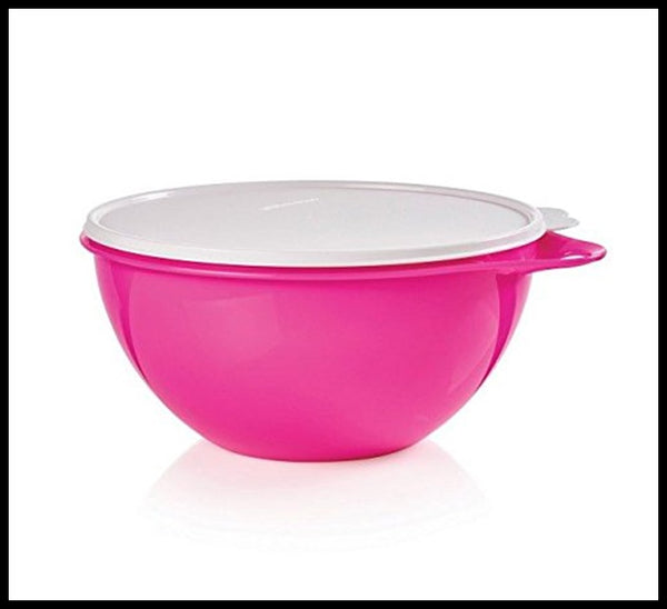TUPPERWARE 12-C THATS A BOWL JR PINK PUNCH WHITE TABBED SEAL - Plastic Glass and Wax ~ PGW