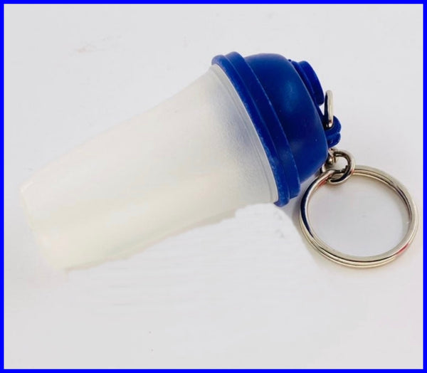 TUPPERWARE 1 Mini RARE BOLD N BLUE QUICK SHAKE KEY CHAIN KEYCHAIN KEEPER