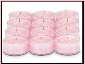 PartyLite Tealight Candles - 1 Box - 1 Dozen Tealights - 12 CANDLES STRAWBERRY RHUBARB
