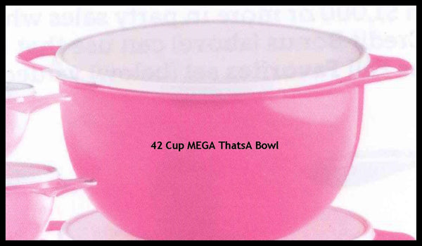 TUPPERWARE 42-C THATS A BOWL PINK BLUSH FROSTING BASE SUGAR WHITE TABBED SEAL - Plastic Glass and Wax ~ PGW