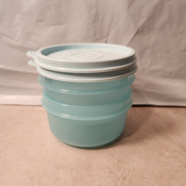 TUPPERWARE 2 Mini Serving Center Storage Container Snack Bowls Seals PURPLE DAISY (Copy) - Plastic Glass and Wax ~ PGW