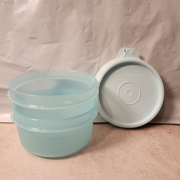TUPPERWARE 2 Mini Serving Center Storage Container Snack Bowls Seals PURPLE DAISY (Copy) - Plastic Glass and Wax ~ PGW