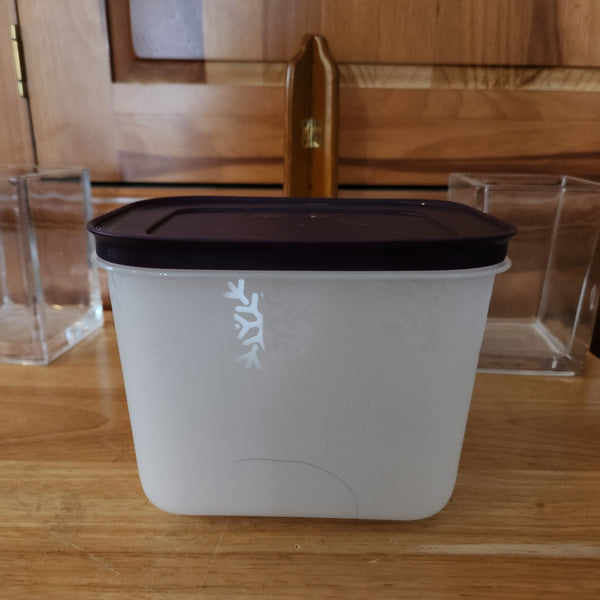 TUPPERWARE FREEZER MATES PLUS SNOWFLAKE STORAGE CONTAINER SMALL DEEP PURPLE SEAL 4.75-C
