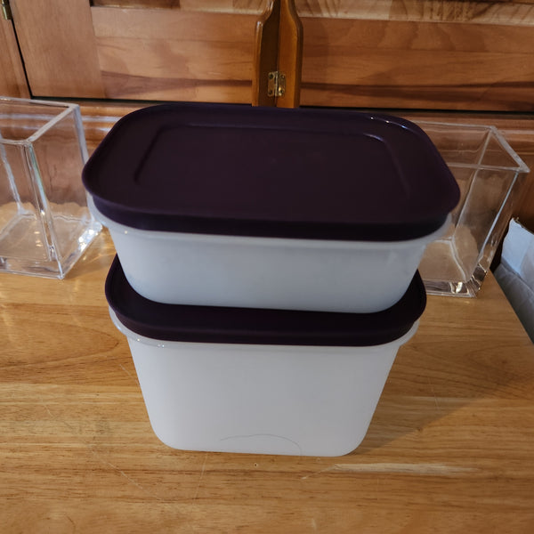 TUPPERWARE FREEZER MATES PLUS SNOWFLAKE STORAGE CONTAINER SMALL DEEP PURPLE SEAL 4.75-C