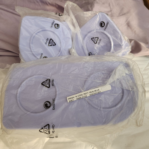 TUPPERWARE 4-Pc Sheer Fresh N Cool Storage Containers 2 Rec 2 Sq Keepers BLUEBERRY MIST Seals