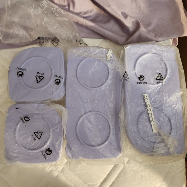 TUPPERWARE 4-Pc Sheer Fresh N Cool Storage Containers 2 Rec 2 Sq Keepers BLUEBERRY MIST Seals