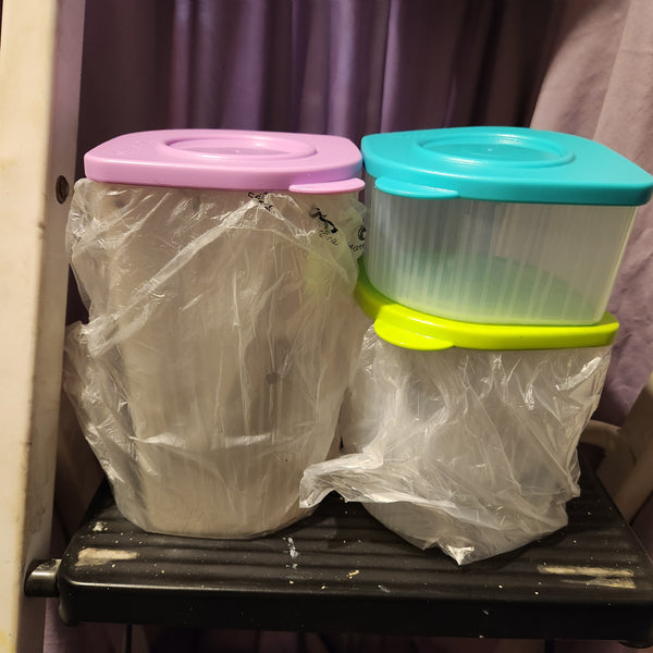 TUPPERWARE 2-Pc Sheer Fresh N Cool 1 MED 1 LG Square Round Storage Containers Keepers AQUA TEAL
