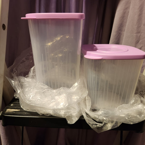 TUPPERWARE 2-Pc Sheer Fresh N Cool 1 MED 1 LG Square Round Storage Containers Keepers AQUA TEAL