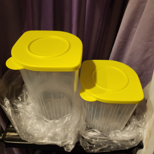 TUPPERWARE 2-Pc Sheer Fresh N Cool 1 MED 1 LG Square Round Storage Containers Keepers AQUA TEAL