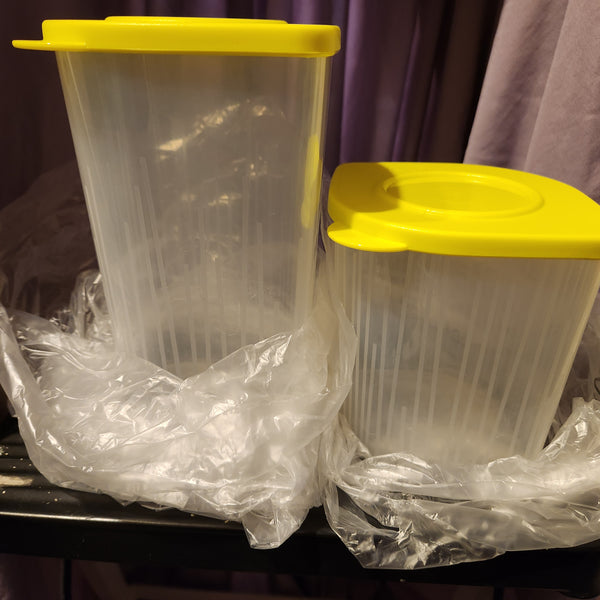 TUPPERWARE 2-Pc Sheer Fresh N Cool 1 MED 1 LG Square Round Storage Containers Keepers AQUA TEAL