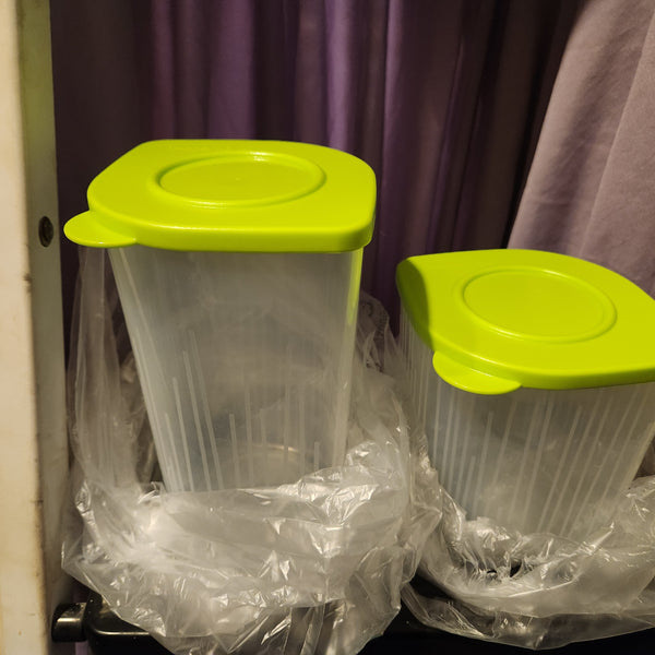TUPPERWARE 2-Pc Sheer Fresh N Cool 1 MED 1 LG Square Round Storage Containers Keepers AQUA TEAL