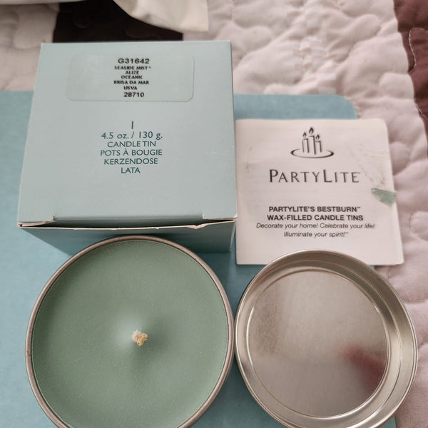 PartyLite Best Burn Wax Filled Candle Tin RARE Retired BLUE TAMARIND NIB