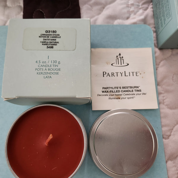 PartyLite Best Burn Wax Filled Candle Tin RARE Retired BLUE TAMARIND NIB