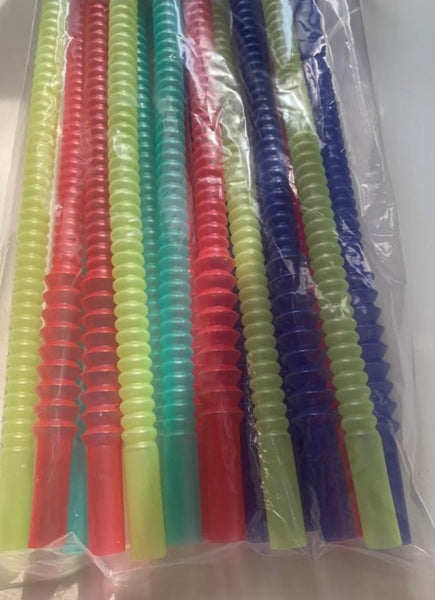 Tupperware LOT 10 COLORED BENDABLE REUSABLE WHISTLE STRAWS MULTI COLORED