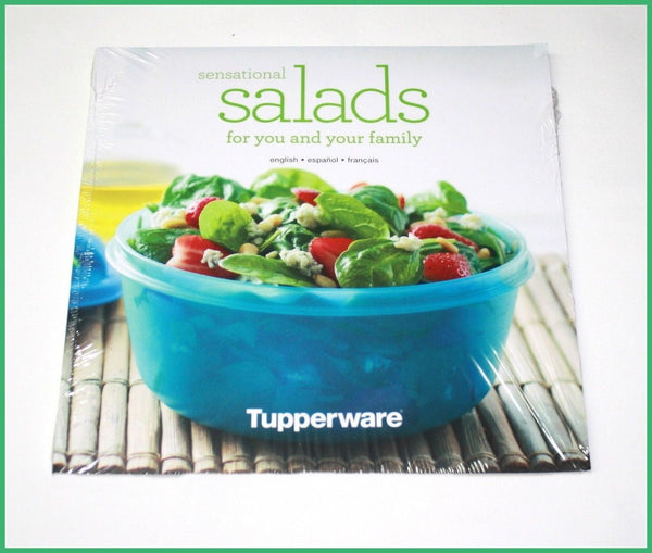 Tupperware ONE SALAD LUNCH ON THE GO W/ 3 UTENSILS & MINI MIDGET TROPICAL NEW - Plastic Glass and Wax
