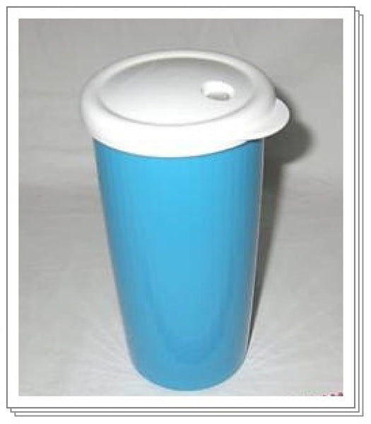 Tupperware 24-oz Insulated SEALED Tumbler Hot Cold On-the-Go Travel AQUA TEAL & STRAW