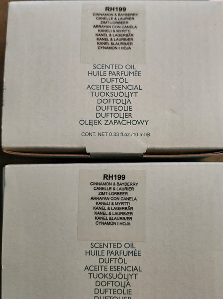 PartyLite 2 BOTTLES / BOXES .33-OZ / 10mL FRAGRANCE SCENTED OIL CINNAMON & BAYBERRY