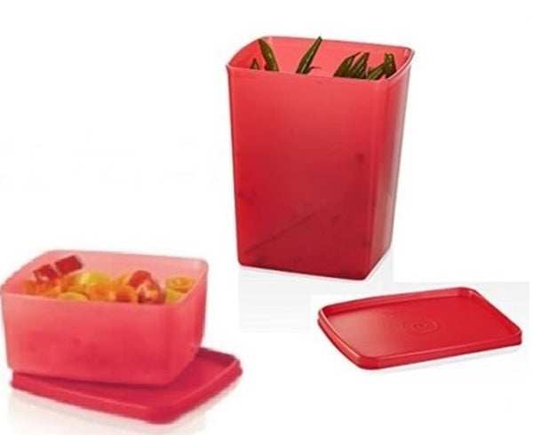TUPPERWARE FREEZE-IT 2 SQUARE ROUND DEEP FREEZER STORAGE CONTAINERS 6-c RASPBERRY