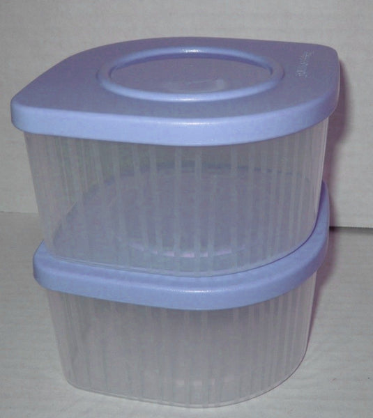TUPPERWARE TWO 2-cup Sheer Fresh N Cool Square Round Storage Containers Keepers LILAC PURPLE