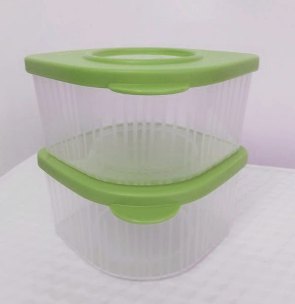 TUPPERWARE TWO 2-cup Sheer Fresh N Cool Square Round Storage Containers Keepers LILAC PURPLE
