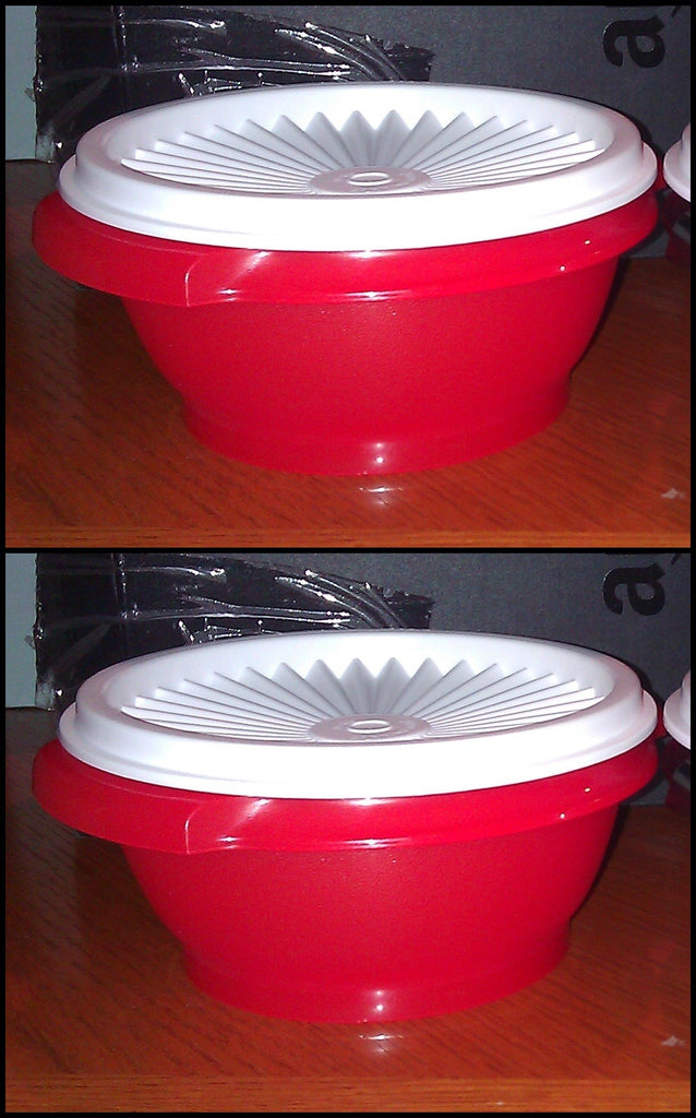 Tupperware Legacy Soup Server Bowl w/ Ladle 7 1/2 Cups Red-NEW