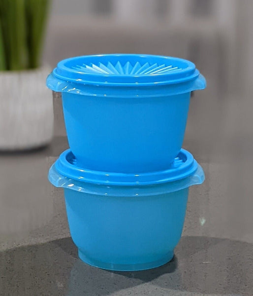Tupperware Bowls Servalier 20 oz. Set / 2 TROPICAL ARUBA Bowls w/ Instant Accordion Round Seals