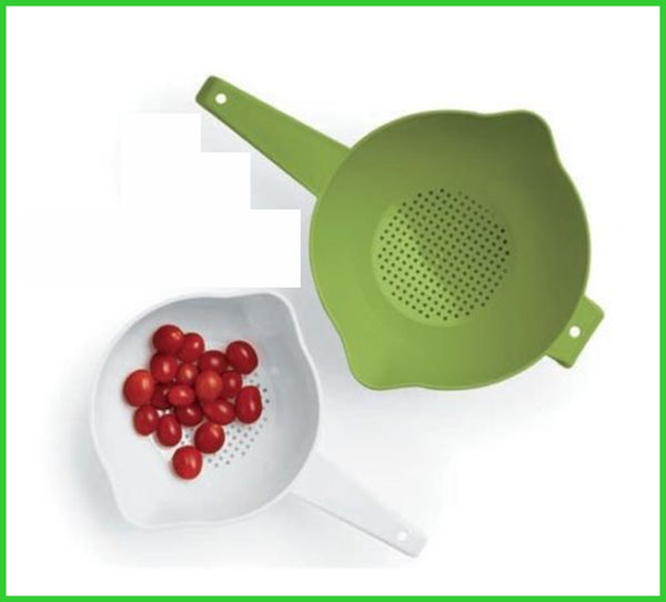 TUPPERWARE 2-Pc Classic Colanders 1 Qt & 2 Qt Salsa Verde Lime Green & Snow White Strainers