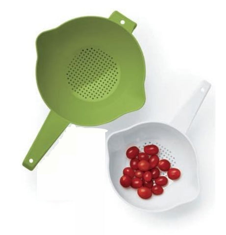 TUPPERWARE 2-Pc Classic Colanders 1 Qt & 2 Qt Salsa Verde Lime Green & Snow White Strainers
