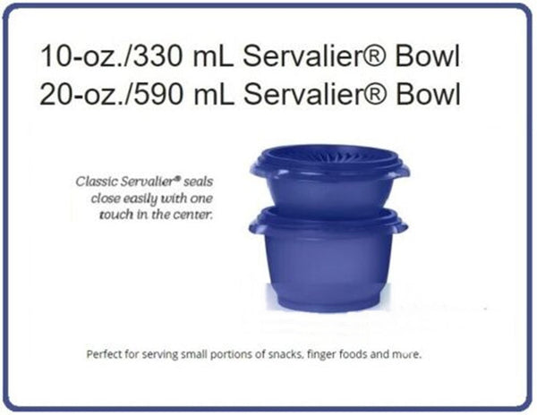 Tupperware TWO SHEER Servalier Bowls 1-10 oz. & 1-20-oz Bowl w/ LILAC PURPLE Round Seals