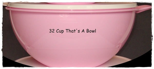 TUPPERWARE 32-C THATS A BOWL PINK PUNCH SUGAR / SNOW WHITE TABBED SEAL - Plastic Glass and Wax ~ PGW