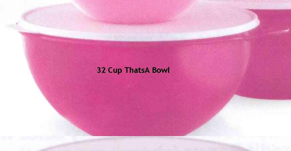TUPPERWARE 32-C THATS A BOWL PINK PUNCH SUGAR / SNOW WHITE TABBED SEAL - Plastic Glass and Wax ~ PGW