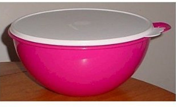 TUPPERWARE 32-C THATS A BOWL PINK PUNCH SUGAR / SNOW WHITE TABBED SEAL - Plastic Glass and Wax ~ PGW