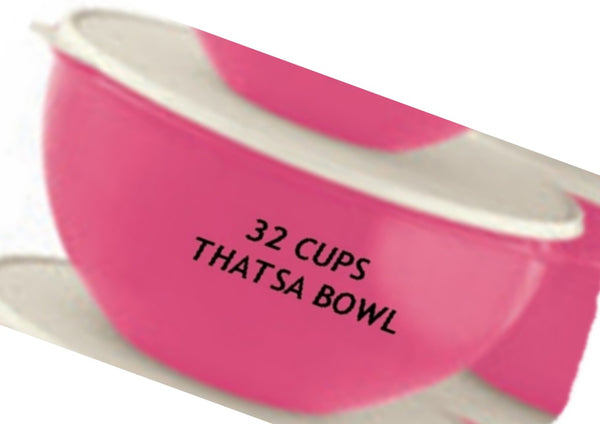 TUPPERWARE 32-C THATS A BOWL PINK PUNCH SUGAR / SNOW WHITE TABBED SEAL - Plastic Glass and Wax ~ PGW
