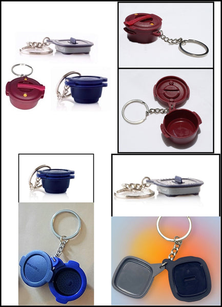 TUPPERWARE 5 Mini MICRO PRO GRILLE Key Chains MIDNIGHT BLUE NEW