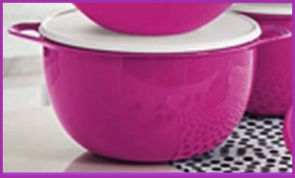 TUPPERWARE 42-C THATS A BOWL PINK BLUSH FROSTING BASE SUGAR WHITE TABBED SEAL - Plastic Glass and Wax ~ PGW