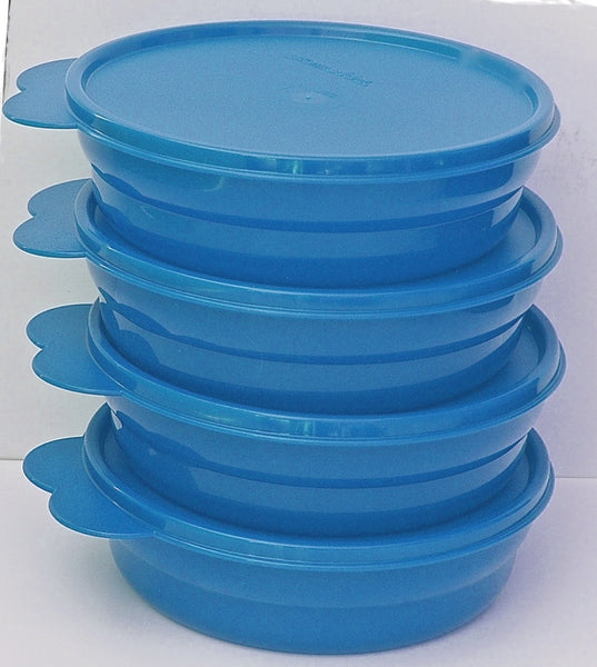 TUPPERWARE MICROWAVE 2 CUP IMPRESSIONS CEREAL BOWL SET/4 BOWLS COLORS NEW - Plastic Glass and Wax ~ PGW