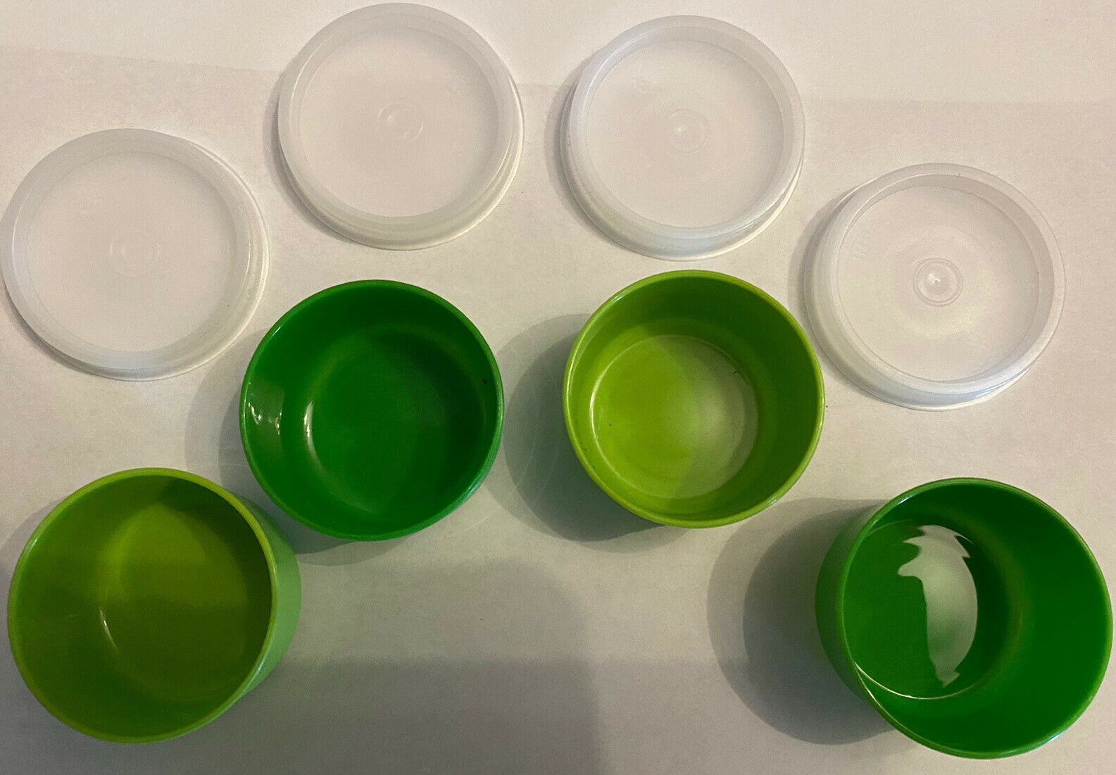 TUPPERWARE TUPPER MINI SMIDGET PILL KEEPER SET of 4 MIXED GREEN 1-OZ SMIDGETS w/ SEALS