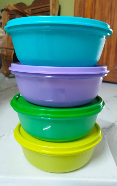 TUPPERWARE Set of 4 Colored Flat Bottom Modular Cereal Storage Bowls 2.5-cup / 600mL