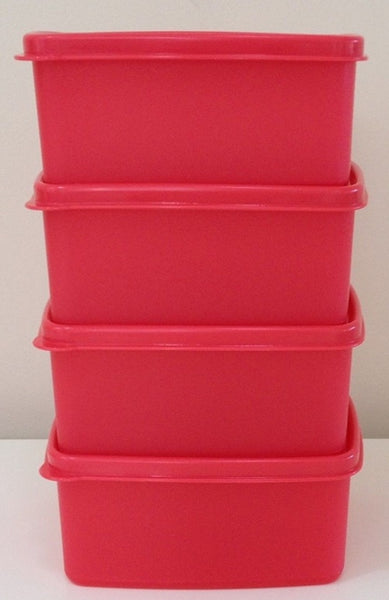 TUPPERWARE FREEZE-IT 2 SQUARE ROUND DEEP FREEZER STORAGE CONTAINERS 6-c RASPBERRY